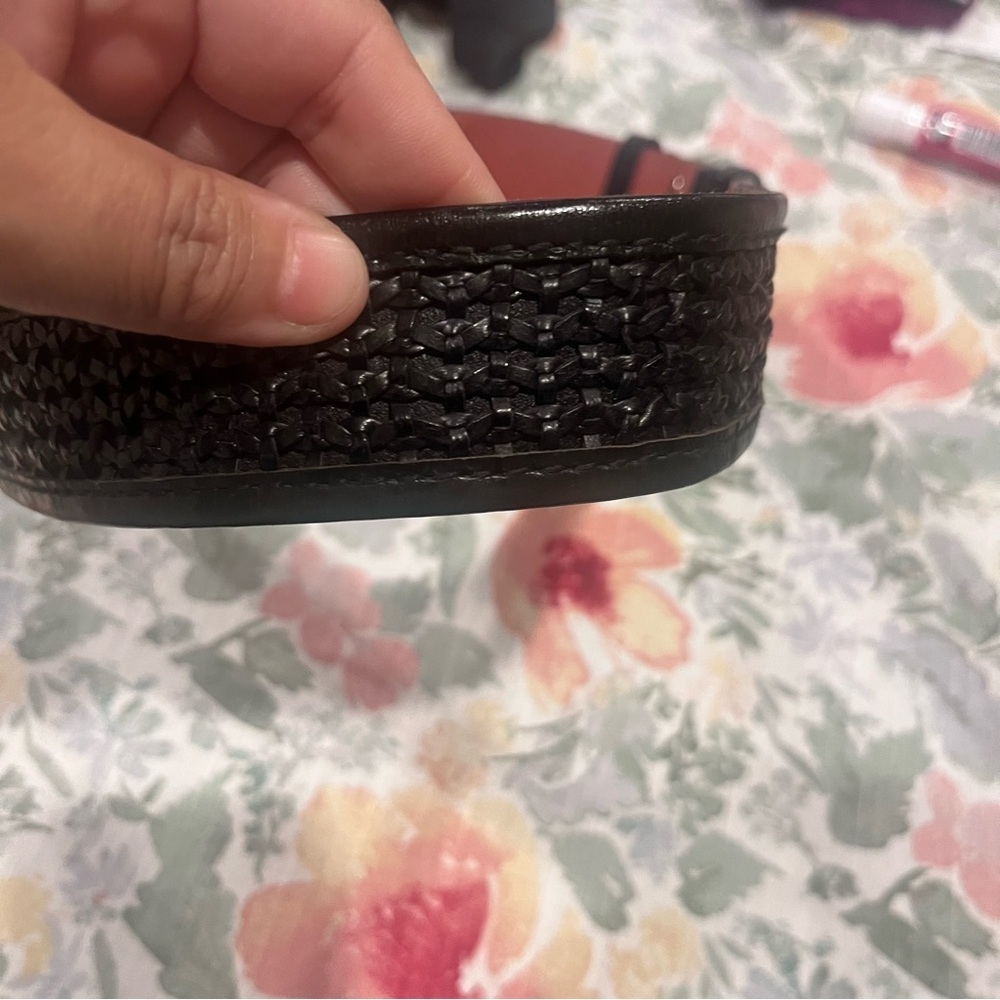 Club Monaco Black and Gold Belt with Woven Pattern - Picture 2 of 6